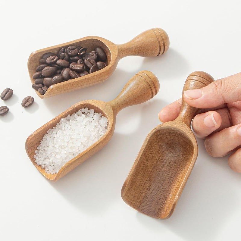 CDEHQFB Wooden Scoops for Canisters 3PCS Wooden Scoop for Jars Acacia Mini Measuring Spoons for Ground Coffee Scoops Shovel Kitchen Scooping for Tea Powder & Bath Salt Laundry Detergent Shove- Multipurpose - Image 1